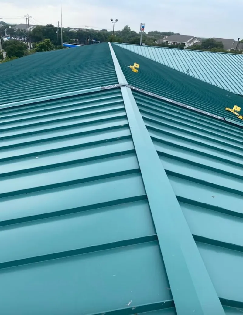Green commercial metal roof ridge and valley for Metal Roof Repair in Hickam Housing